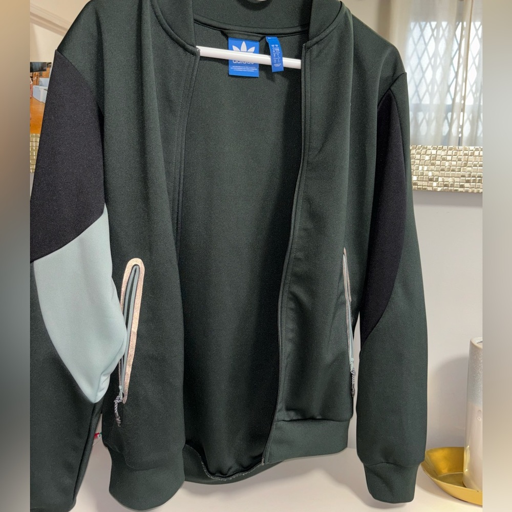 Adidas Forest Green Zip-Up Jacket with Reflective detailing